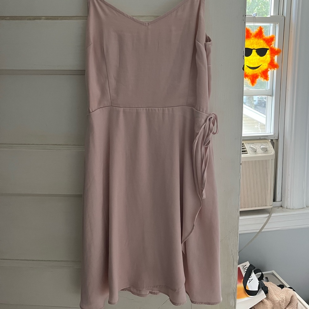 garage small wrap front light pink dress
